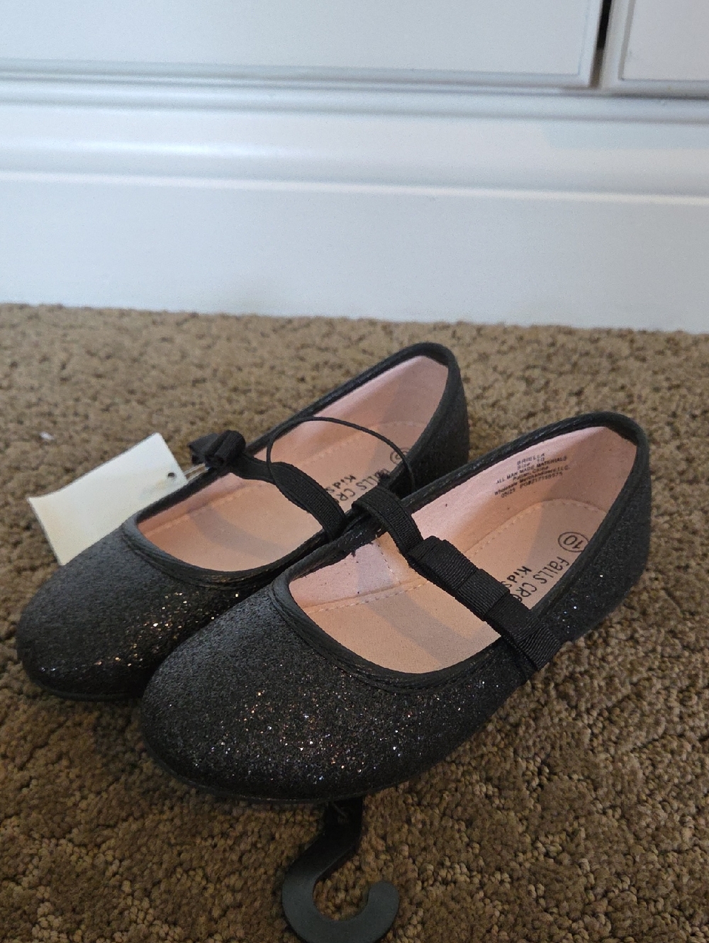 Girls Falls Creek Briella Black Glitter Dress Shoes Flats Size 12 13 1 4 NWT